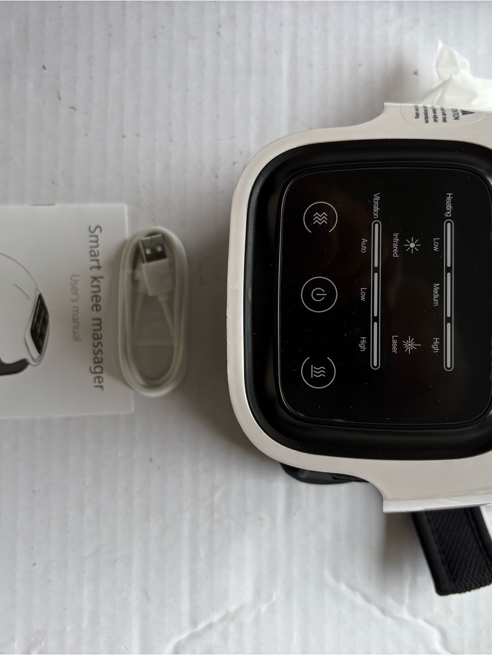White Smart Knee Massager with Adjustable Straps